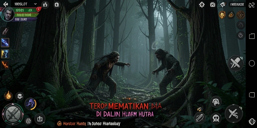 Tampilan antarmuka yang menyeramkan dari 180SLOT di hutan angker.