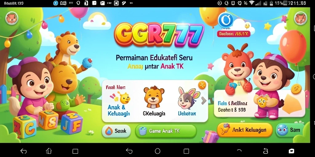 Tampilan antarmuka GGR777 yang ceria dan interaktif untuk anak-anak.