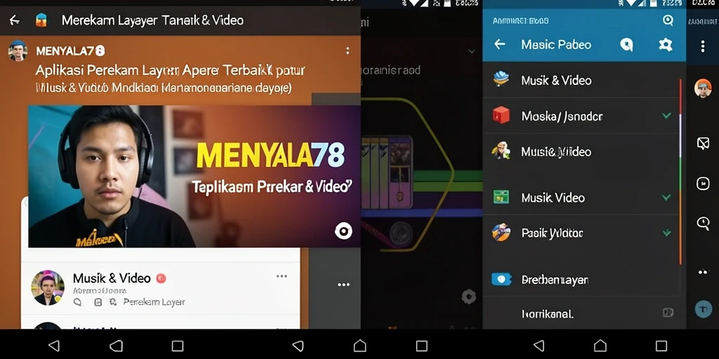 Tampilan antarmuka MENYALA78 saat merekam layar dengan fitur audio.