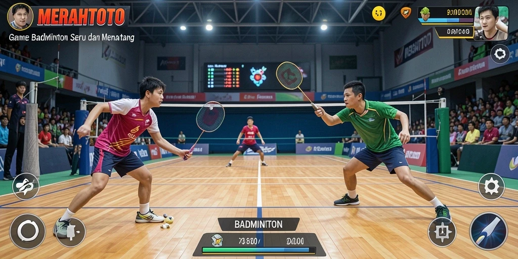 Tampilan antarmuka dan fitur menarik dari MERAHTOTO dalam permainan Badminton.
